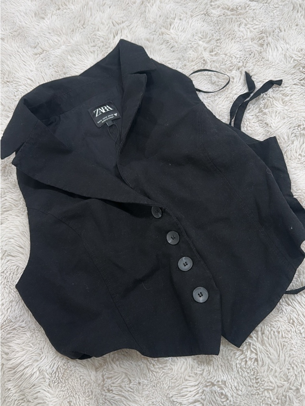 ZARA Black Women's Tailored Vest with Button Front